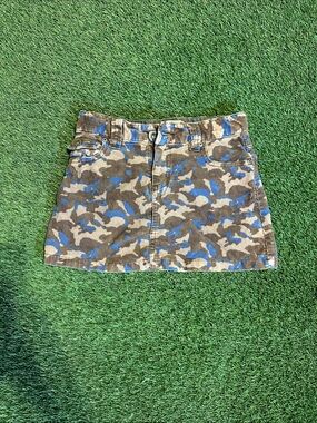 Place Camouflage Corduroy Mini Skirt in Brown and Blue